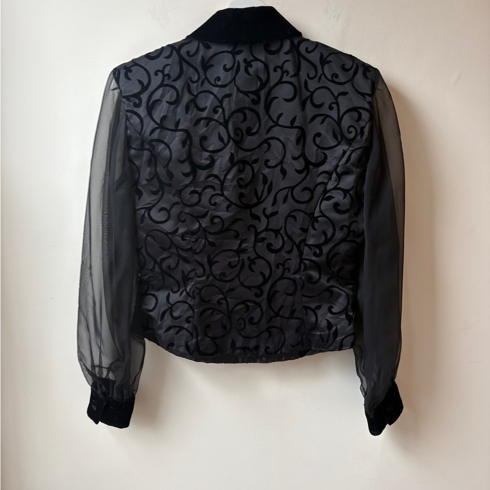 J.R. Nites Black Velvet-Trim Embroidered Jacket​ - Picture 3 of 10